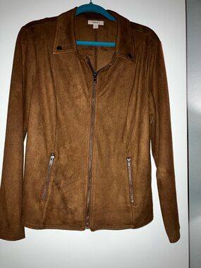 Style & Co. Suede-Look Chestnut Brown Jacket